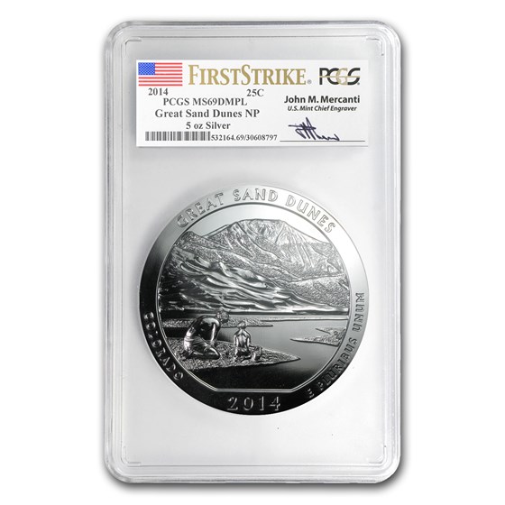 2014 5 oz Silver ATB Grt Sand Dunes MS-69 DMPL PCGS (FS,Mercanti) 2014 5 oz Silver ATB Grt Sand Dunes MS-69 DMPL PCGS (FS,Mercanti)
